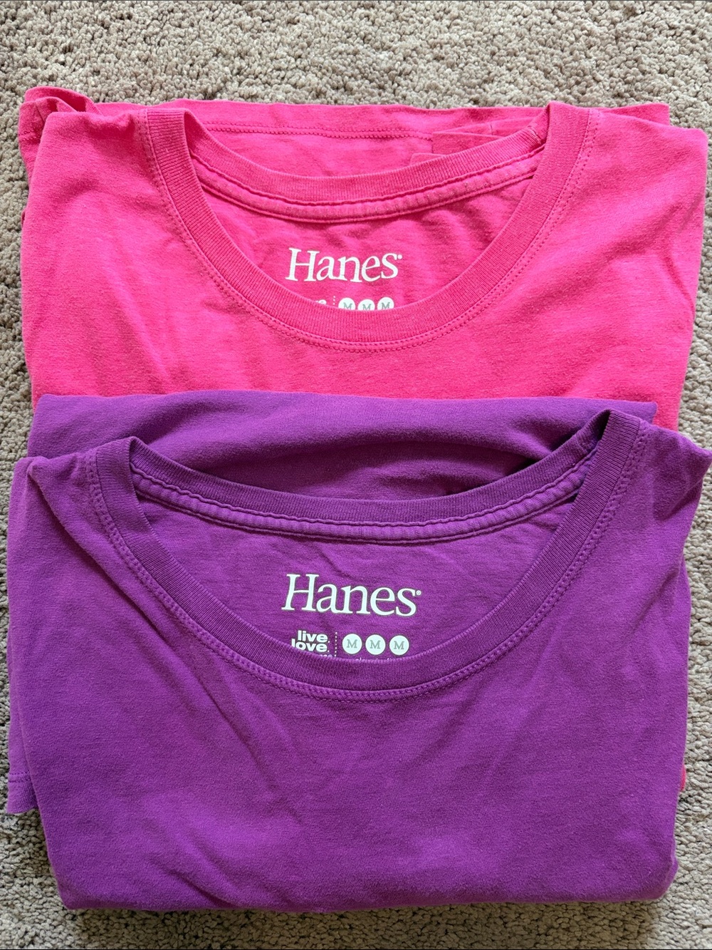 Hanes Women's Long Sleeve Tees in Hot Pink & Purple - 2 Pack